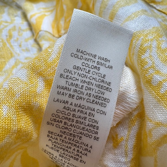Chicos Linen Tunic Top Yellow White Paisley Print Sequins V Neck‎ Size 3/US 16 - Picture 9 of 14